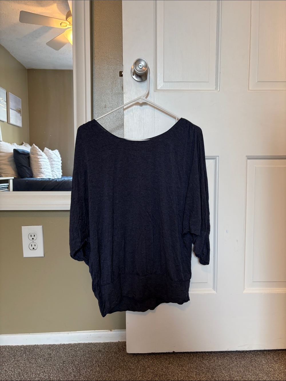 Studio M Women's Navy Batwing Sleeve Top